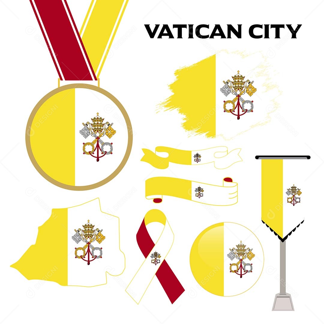 Conjunto de Bandeiras da Cidade do Vaticano Ilustração Vetor EPS