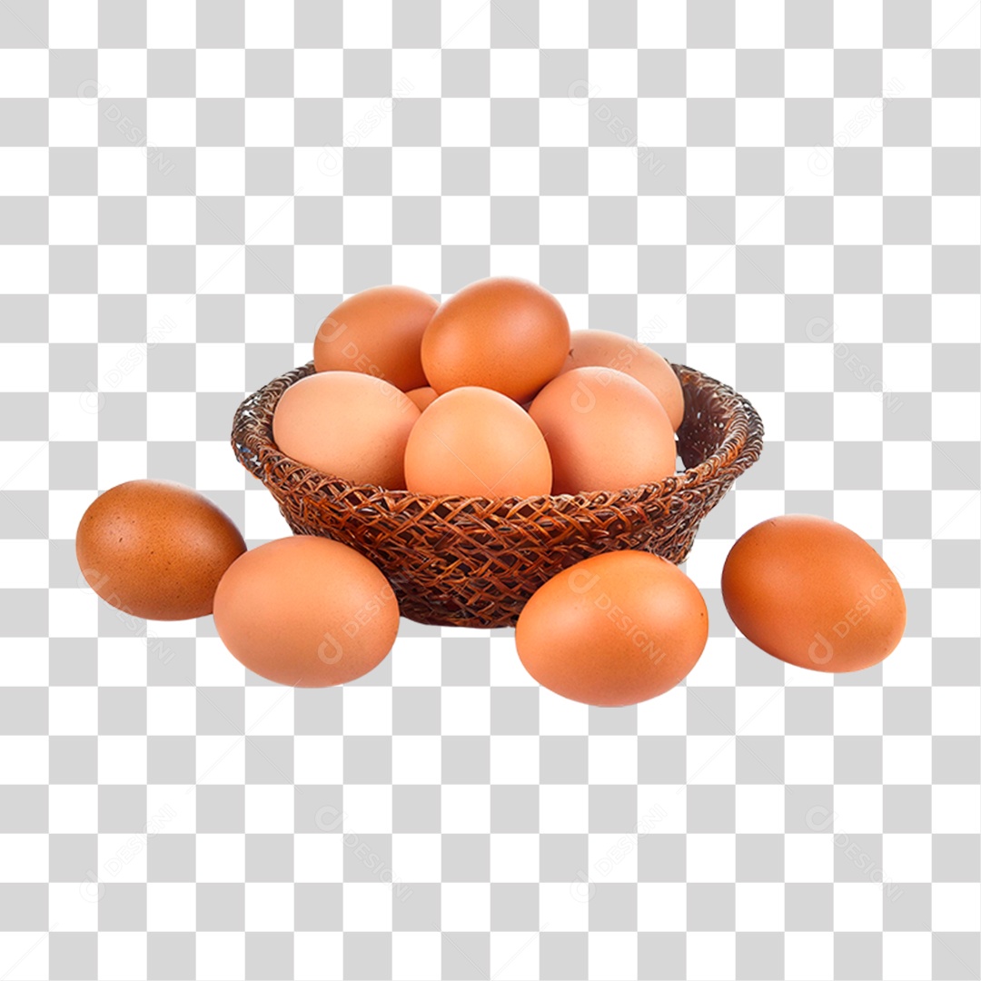 Cesta com Ovos PNG Transparente