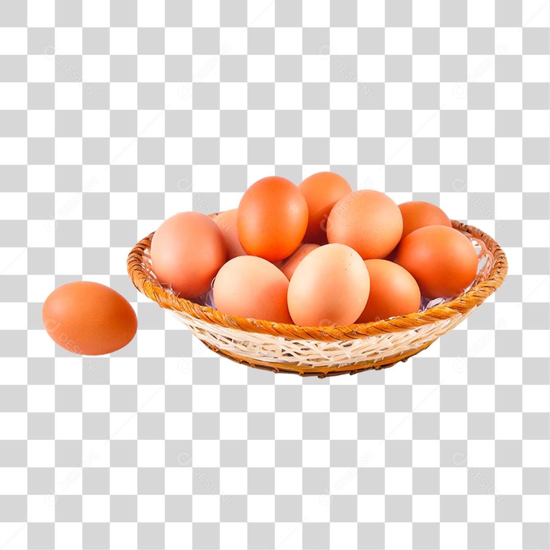 Cesta com Ovos PNG Transparente