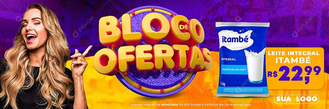 Carrossel Bloco de Ofertas Leite Integral Itambé 22,99 Social Media PSD Editável