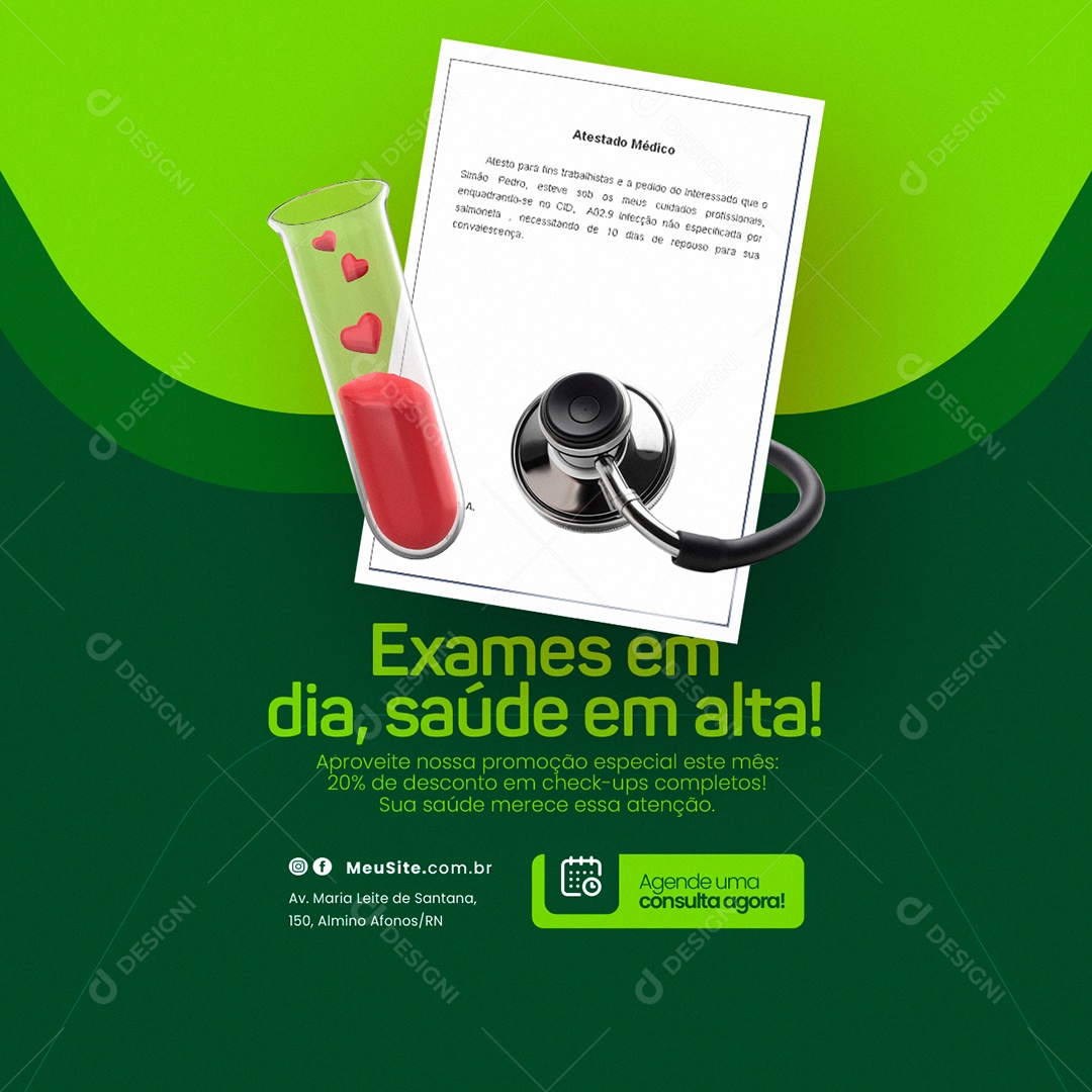 Laboratório Medico Exames em dia saúde em alta Social Media PSD Editável