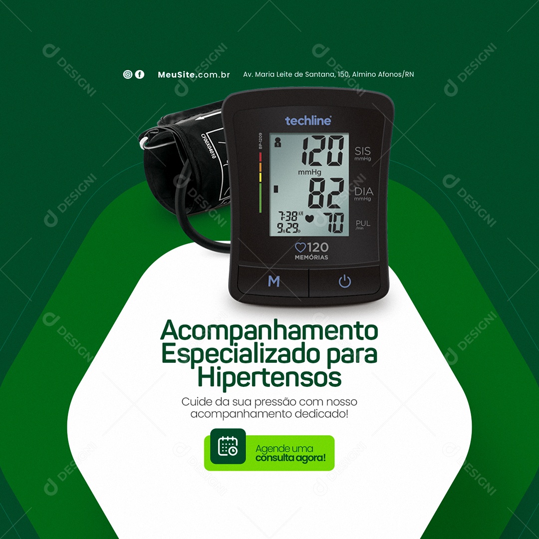 Laboratório Medico Acompanhamento Especializado para Hipertensos Social Media PSD Editável