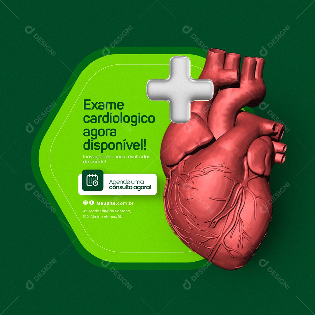 Laboratório Medico Exame cardiológico agora disponível Social Media PSD Editável