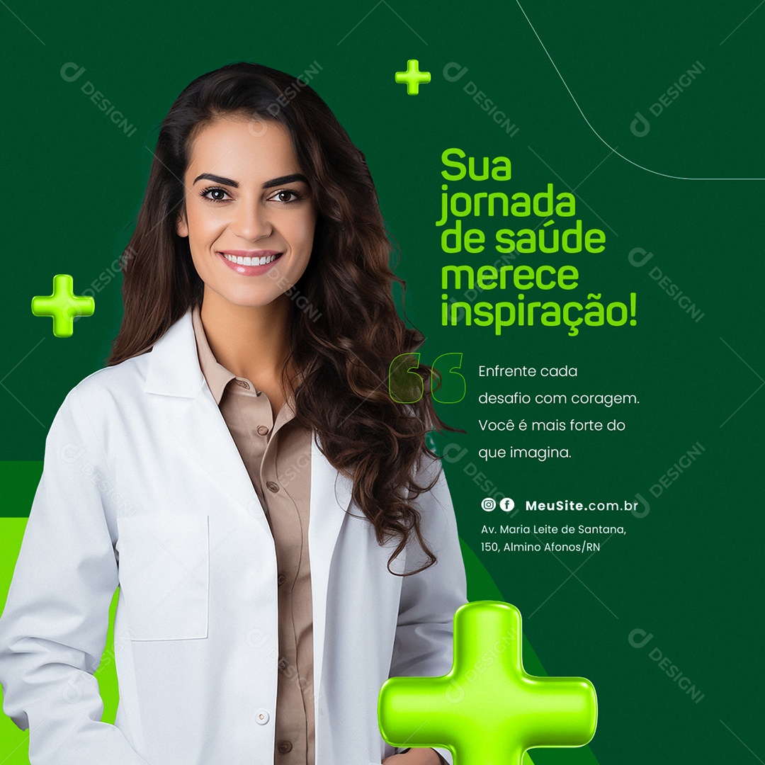 Laboratório Medico Sua jornada de saúde merece inspiração Social Media PSD Editável