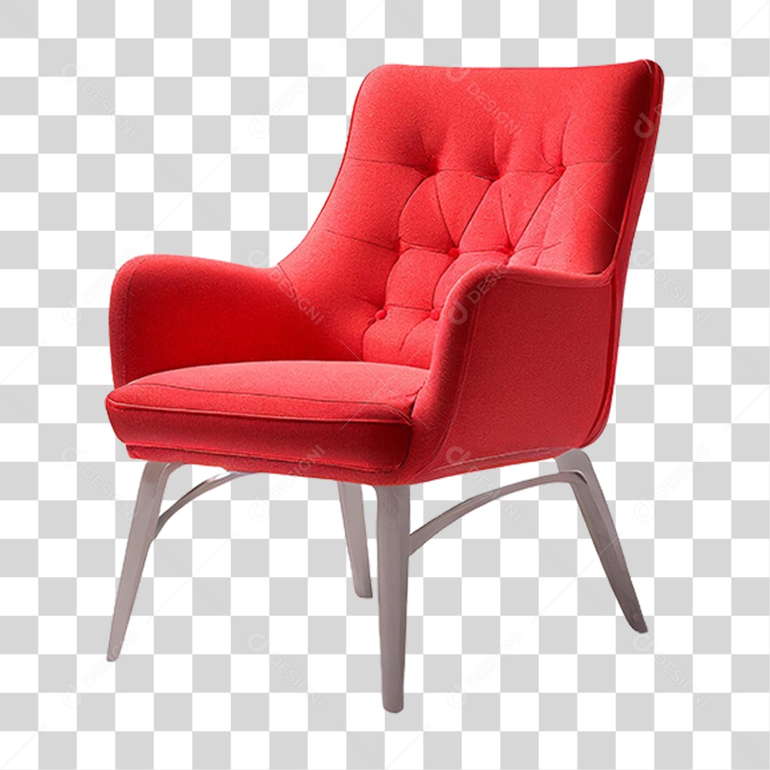 Poltrona de Couro Vermelho PNG Transparente