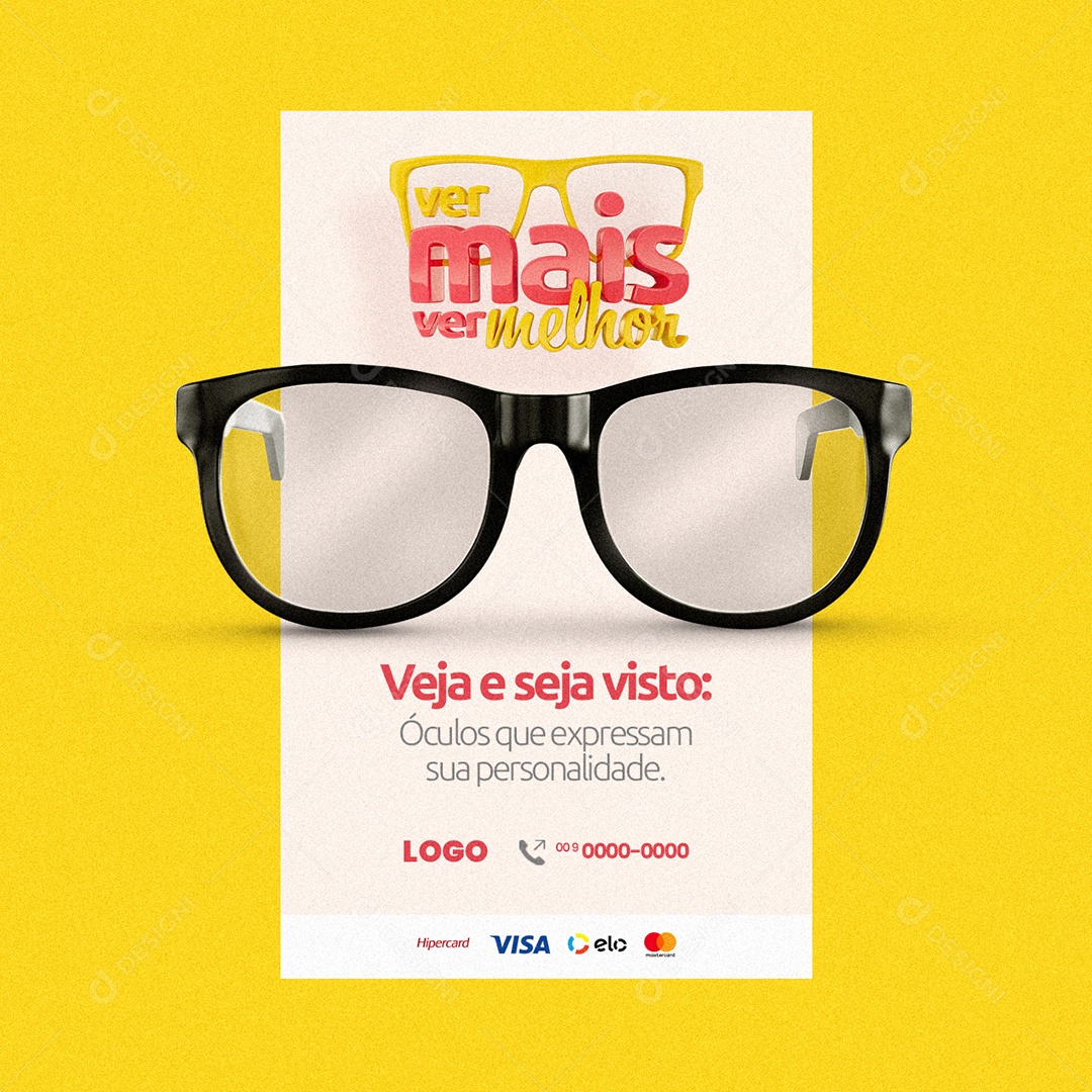 Ótica Ver Mais ver Melhor Veja e seja visto Social Media PSD Editável