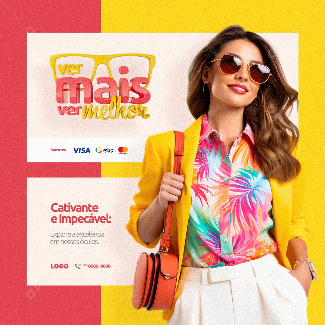 Ótica Ver Mais ver Melhor Cativante e Impecável Social Media PSD Editável