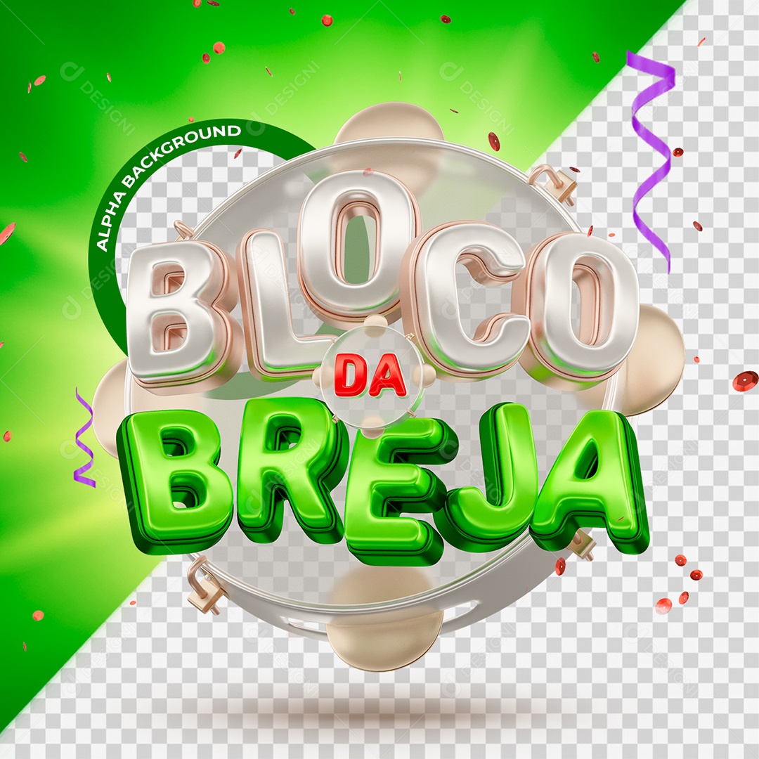 Bloco da Breja Selo 3D Colorido para Composição PSD