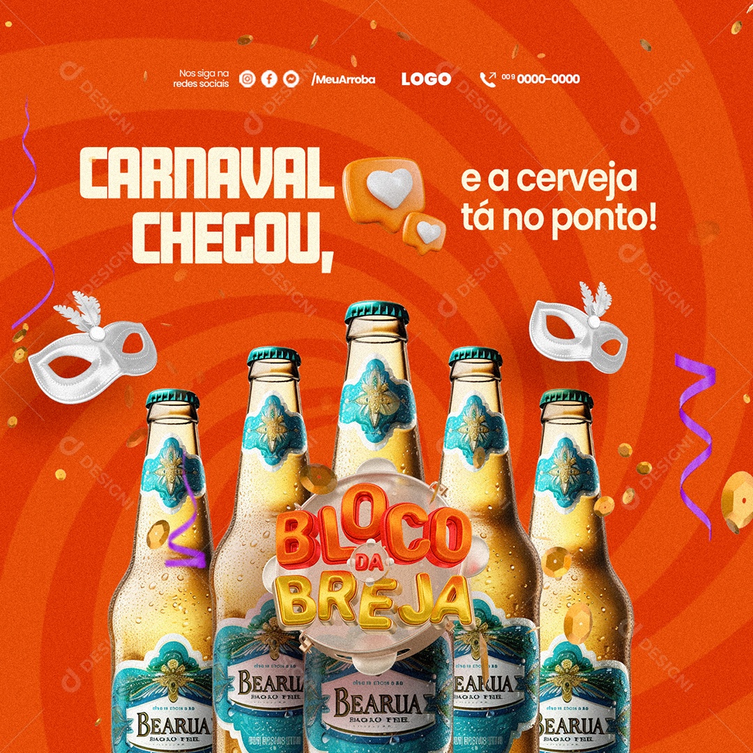 Cervejaria Bloco Da Breja e a cerveja tá no ponto Social Media PSD Editável
