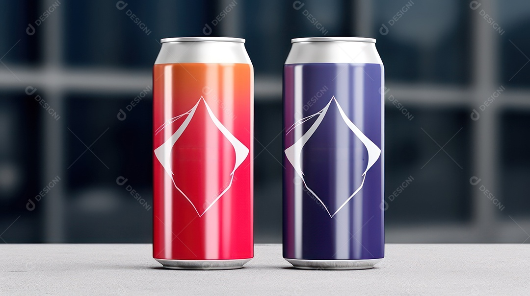 Maquete de latas de alumínio em fundo escuro