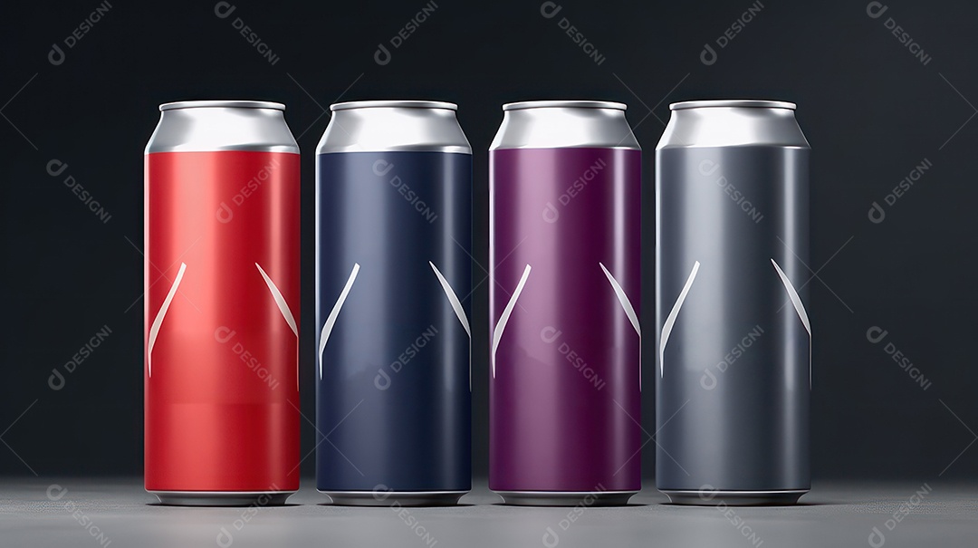 Maquete de latas de alumínio em fundo escuro