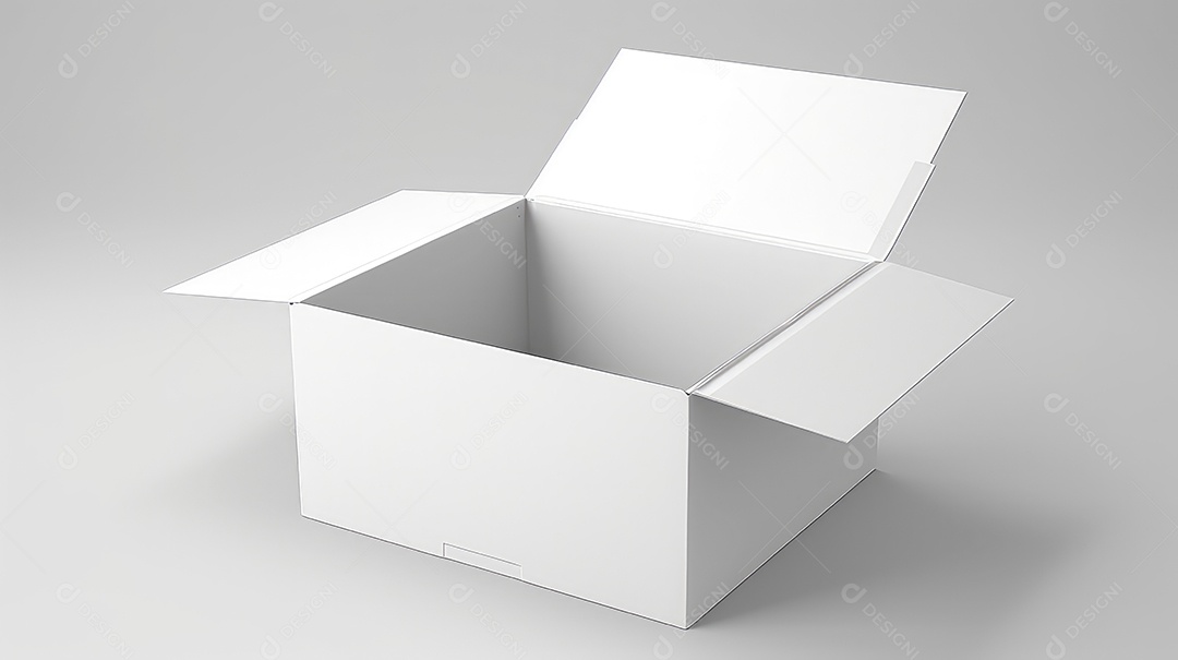 Maquete de caixa branca em branco sobre fundo branco