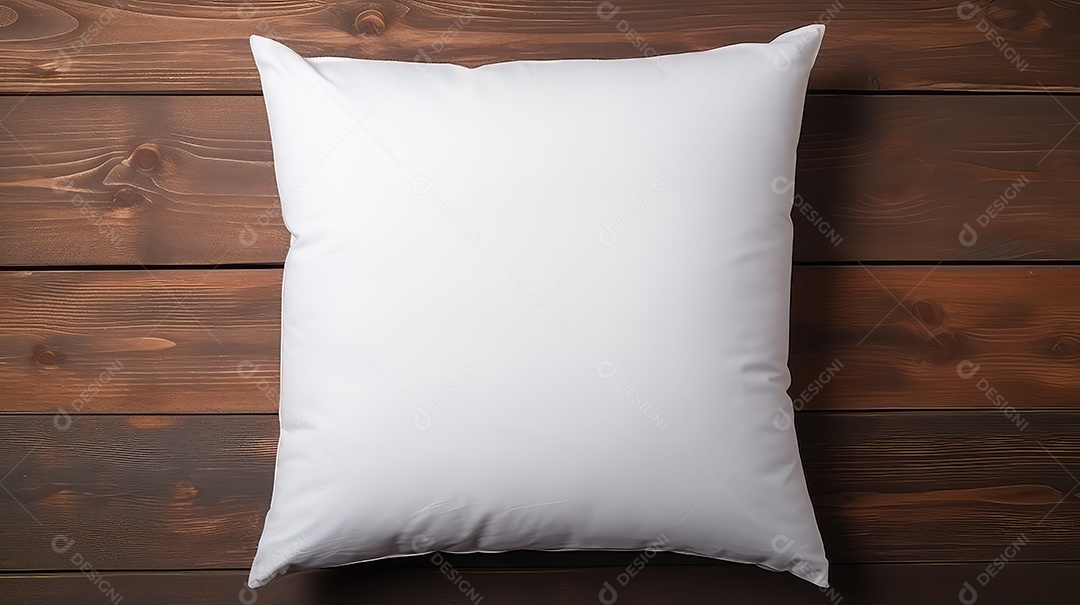 Almofada branca macia sobre fundo branco vista superior