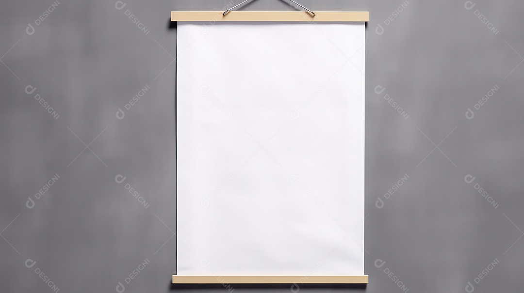 Modelo de pôster branco em branco pendurado na parede
