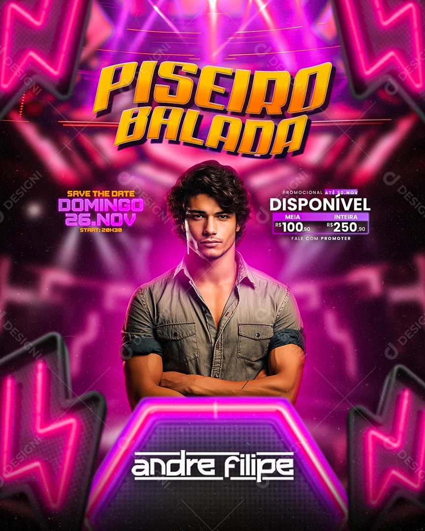 Flyer Piseiro Balada Andre Filipe Social Media PSD Editável