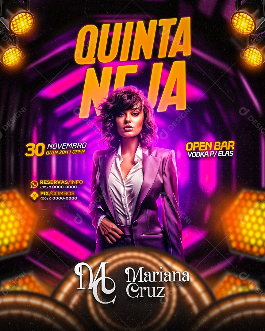 Flyer Quinta Neja Mariana Cruz Social Media PSD Editável