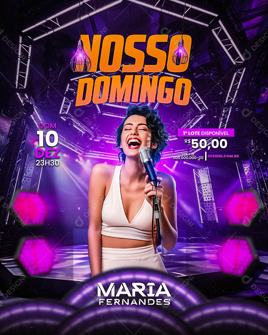 Flyer Nosso Domingo Maria Fernandes Social Media PSD Editável