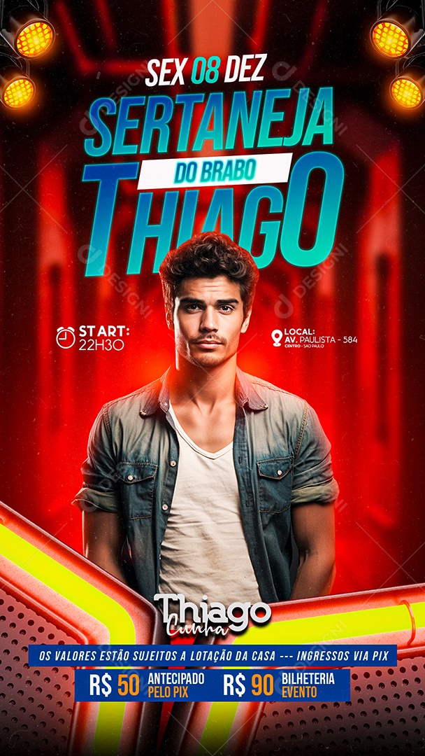 Story Flyer Sertaneja Do Brabo Thiago Cunha Social Media PSD Editável