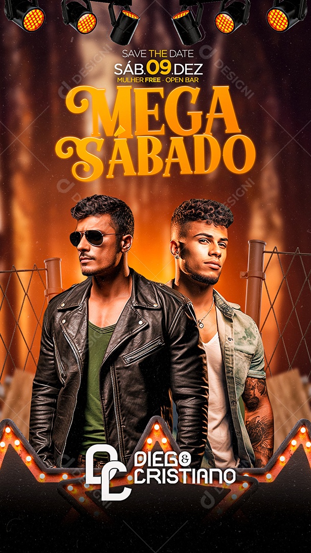 Story Flyer Mega Sábado Diego & Cristiano Social Media PSD Editável