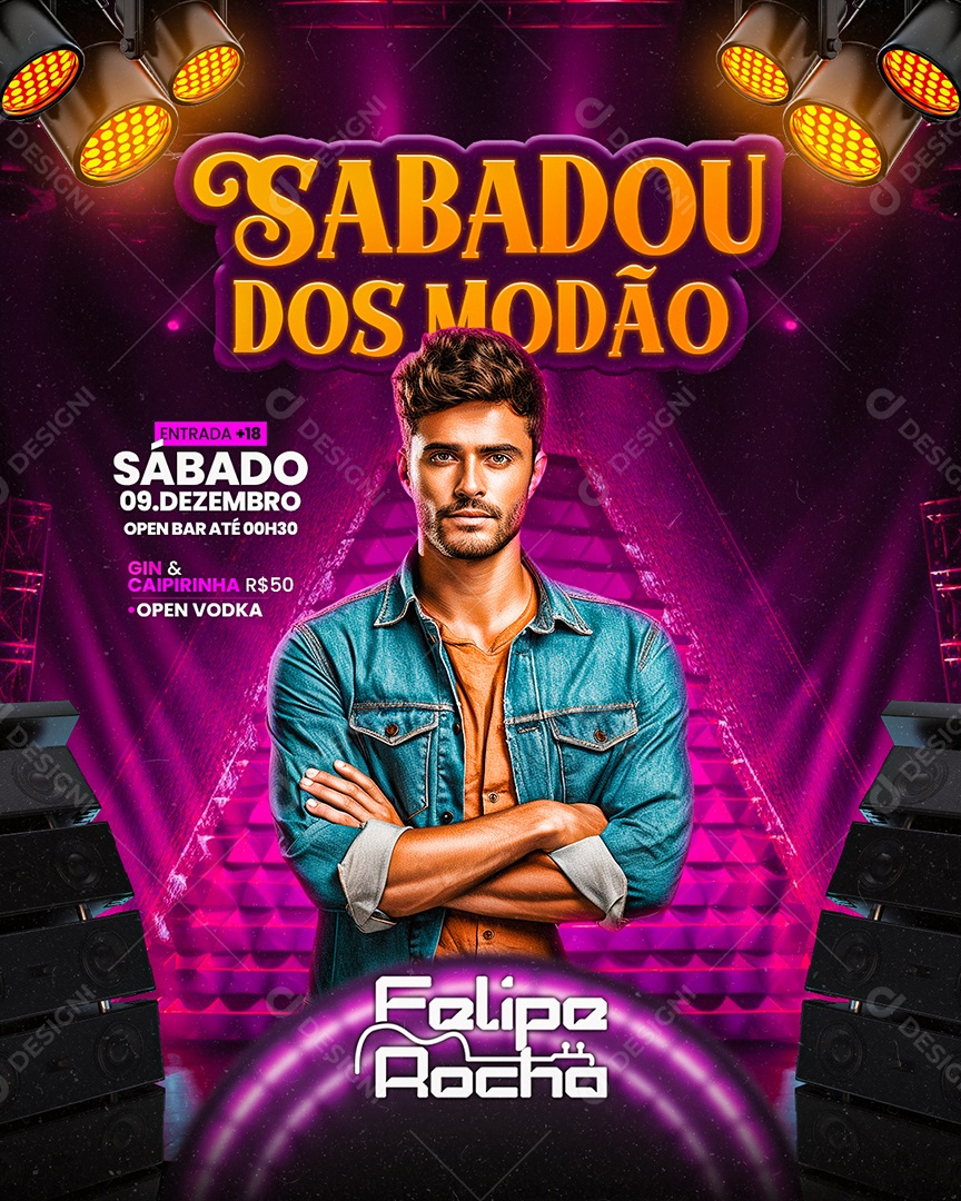 Flyer Sabadou Dos Modão Felipe Rocha Social Media PSD Editável