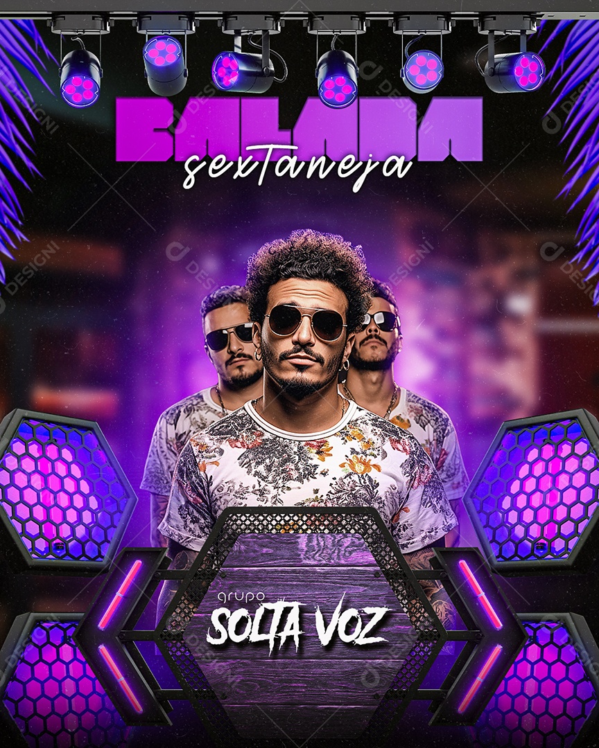 Flyer Balada Sextaneja Grupo Solta Voz Social Media PSD Editável
