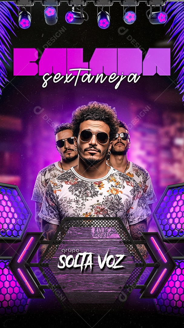 Story Flyer Balada Sextaneja Grupo Solta Voz Social Media PSD Editável