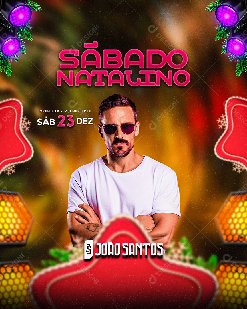 Flyer Sábado Natalino João Santos Social Media PSD Editável