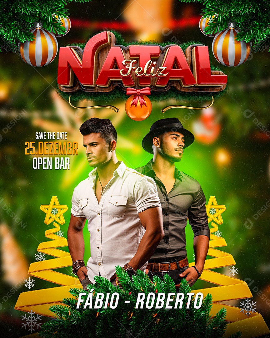 Flyer Feliz Natal Fábio Roberto Social Media PSD Editável