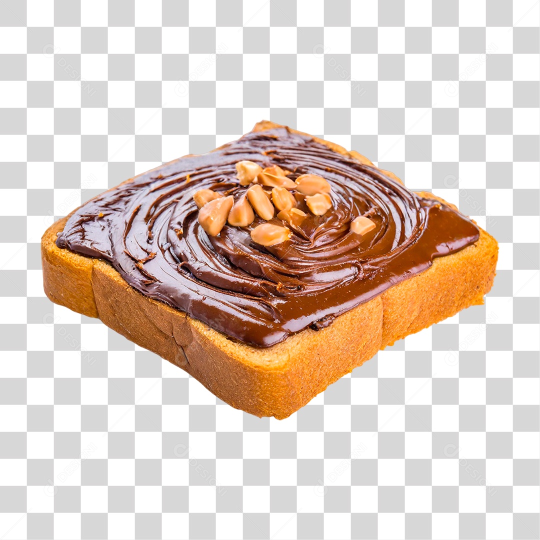 Fatia de Pão com Manteiga de Chocolate PNG Transparente