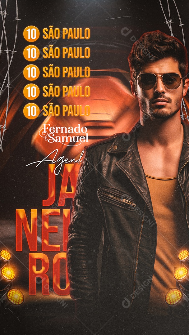 Story Flyer Fernado & Samuel Agenda Janeiro Social Media PSD Editável