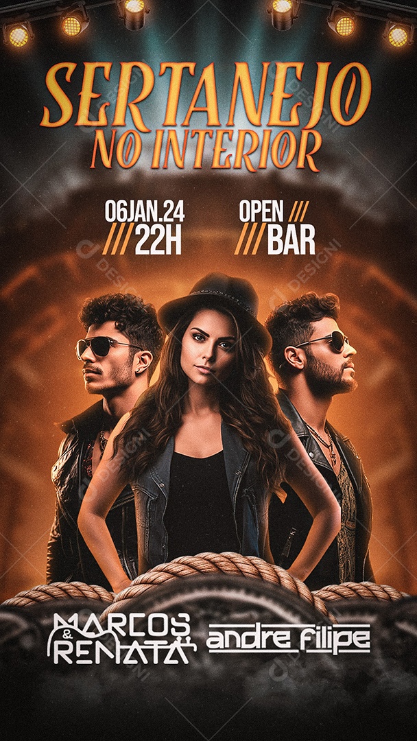 Story Flyer Sertanejo no Interior Marcos & Renata Andre Filipe Social Media PSD Editável