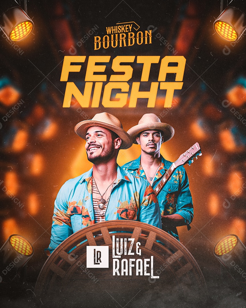 Flyer Festa Night Luiz e Rafael Social Media PSD Editável