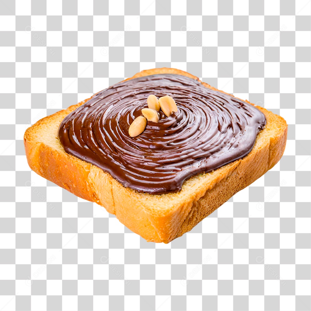 Fatia de Pão com Manteiga de Chocolate PNG Transparente