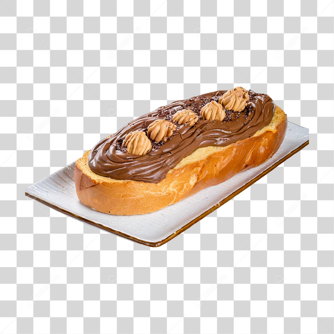 Fatia de Pão com Manteiga de Chocolate PNG Transparente