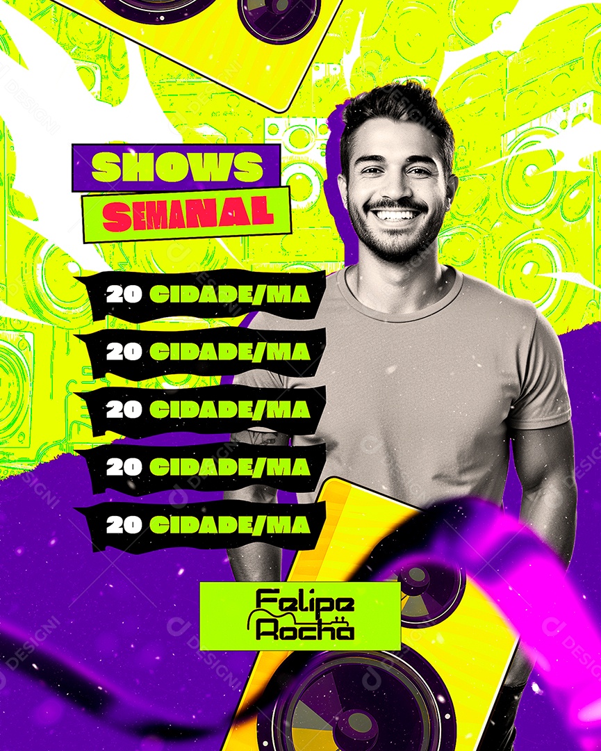 Flyer Felipe Rocha Shows Semanal Social Media PSD Editável