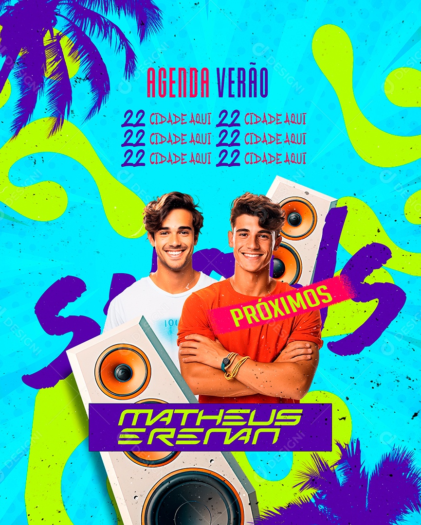 Flyer Matheus e Renan Próximos Shows Agenda Verão Social Media PSD Editável