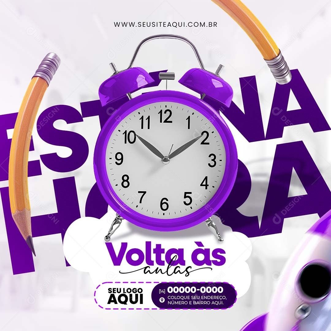 Feed Volta às Aulas Está na Hora Social Media PSD Editável