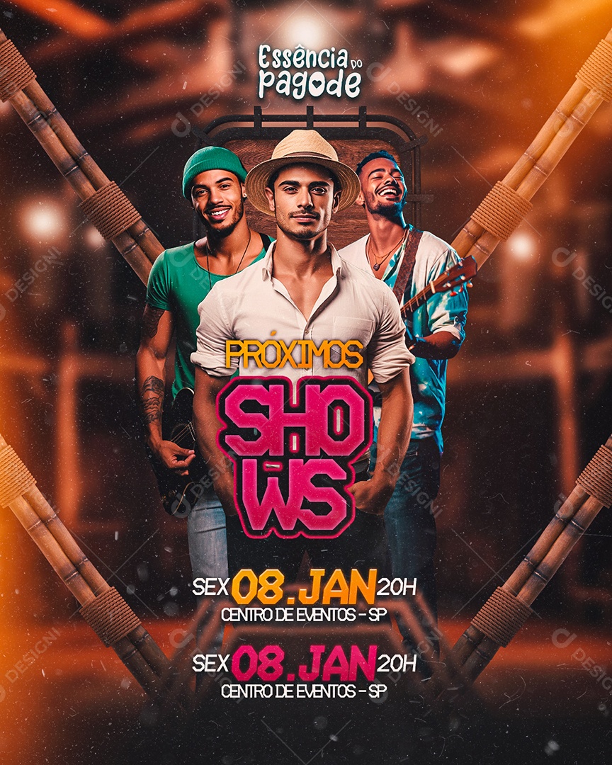 Flyer Essência Do pagode Próximos Shows Social Media PSD Editável