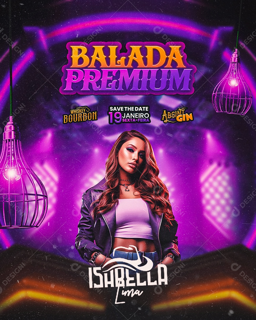 Flyer Balada Premium Isabella Lima Social Media PSD Editável