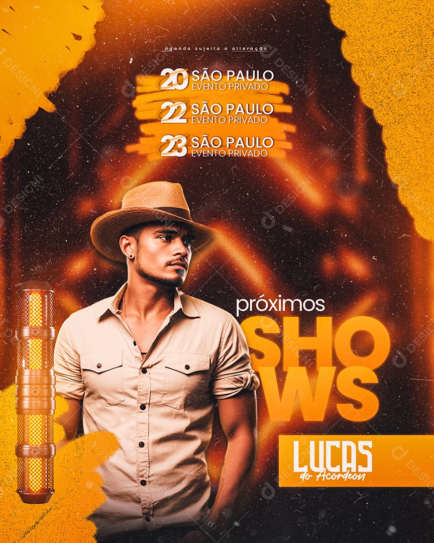 Flyer Próximos Shows Lucas do Acordeon Social Media PSD Editável