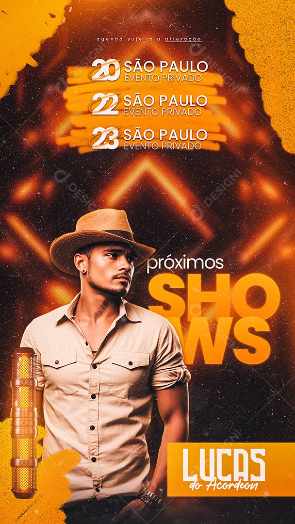 Story Flyer Próximos Shows Lucas do Acordeon Social Media PSD Editável
