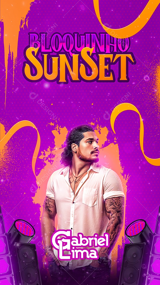 Story Flyer Bloquinho Sunset Gabriel Lima Social Media PSD Editável