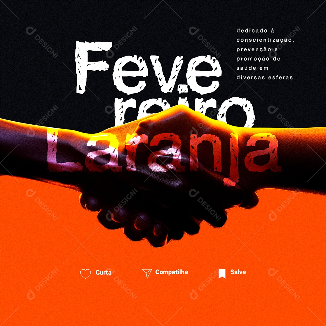 Fevereiro Laranja Dedicado à conscientização prevenção Social Media PSD Editável