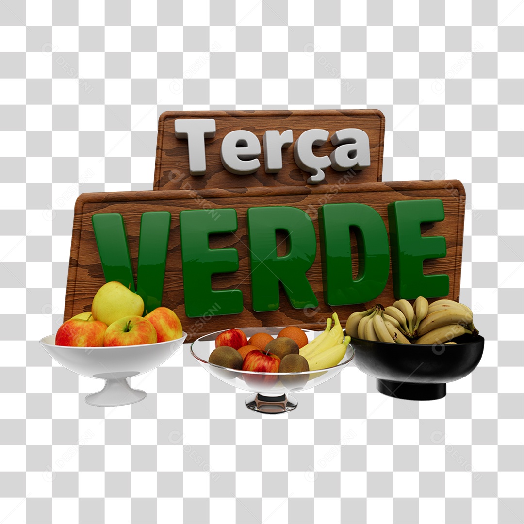 Selo 3D Terça Verde PNG Transparente