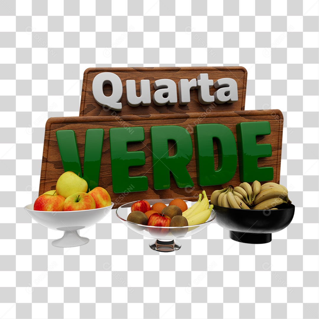 Selo 3D Quarta Verde Para Composição PNG Transparente