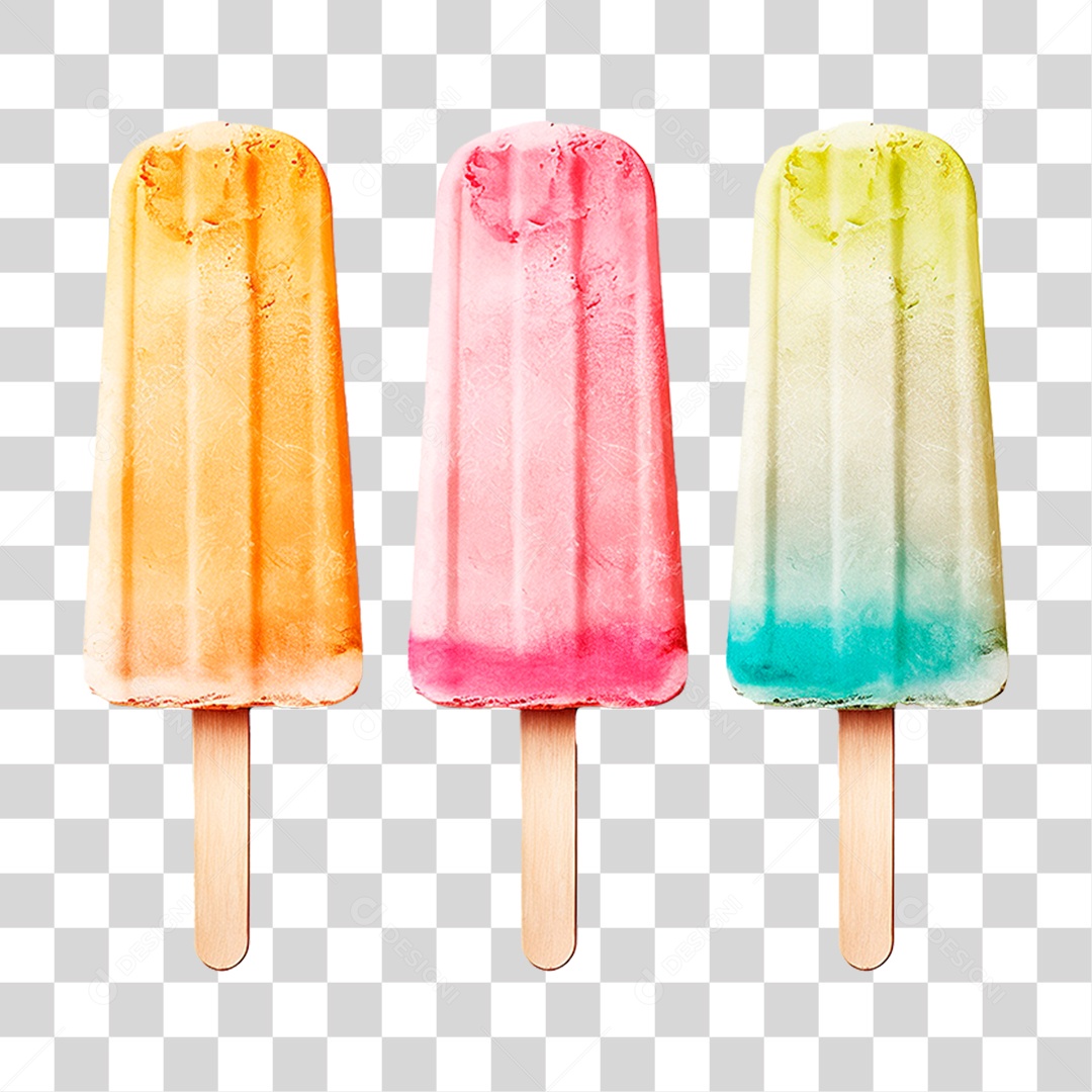 Picolés de Frutas PNG Transparente