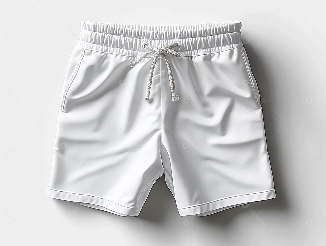 Modelo de calção de banho masculino branco em branco sobre fundo branco