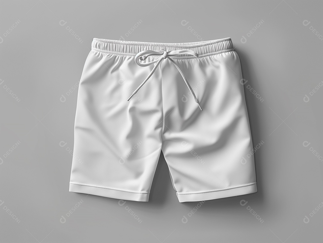 Modelo de calção de banho masculino branco em branco sobre fundo branco
