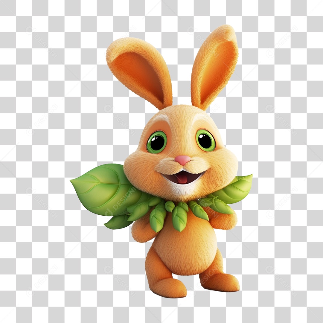 Coelho Vegetal Mascote PNG Transparente