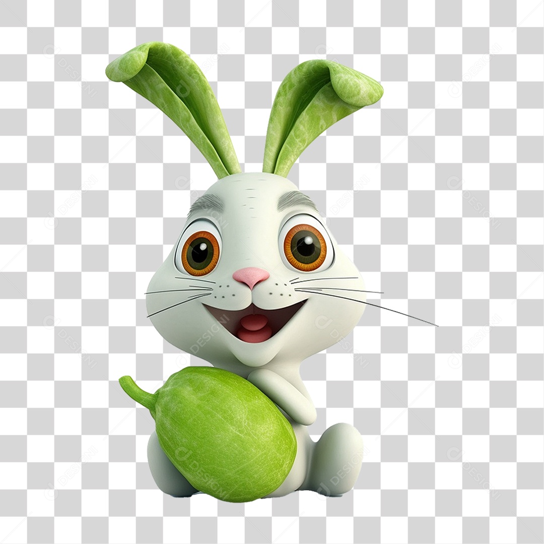 Coelho Vegetal Mascote PNG Transparente